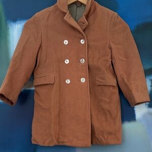 Vintage Cashmere and Wool Fieldston Double-Breasted Coat with Button Accents